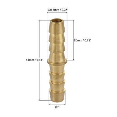 Harfington Uxcell Hose Barb Fitting, 1/4x1/4inch Brass Hollow Straight Quick Connector for Water Fuel Air Oil Gas