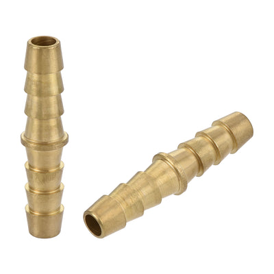 Harfington Uxcell Hose Barb Fitting, 1/4x1/4inch Brass Hollow Straight Quick Connector for Water Fuel Air Oil Gas, Pack of 2