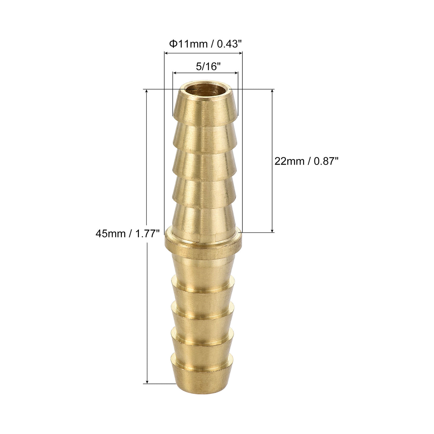 uxcell Uxcell Hose Barb Fitting, 5/16x5/16inch Brass Hollow Straight Quick Connector for Water Fuel Air Oil Gas