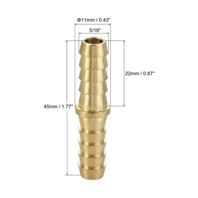 Harfington Uxcell Hose Barb Fitting, 5/16x5/16inch Brass Hollow Straight Quick Connector for Water Fuel Air Oil Gas, Pack of 2