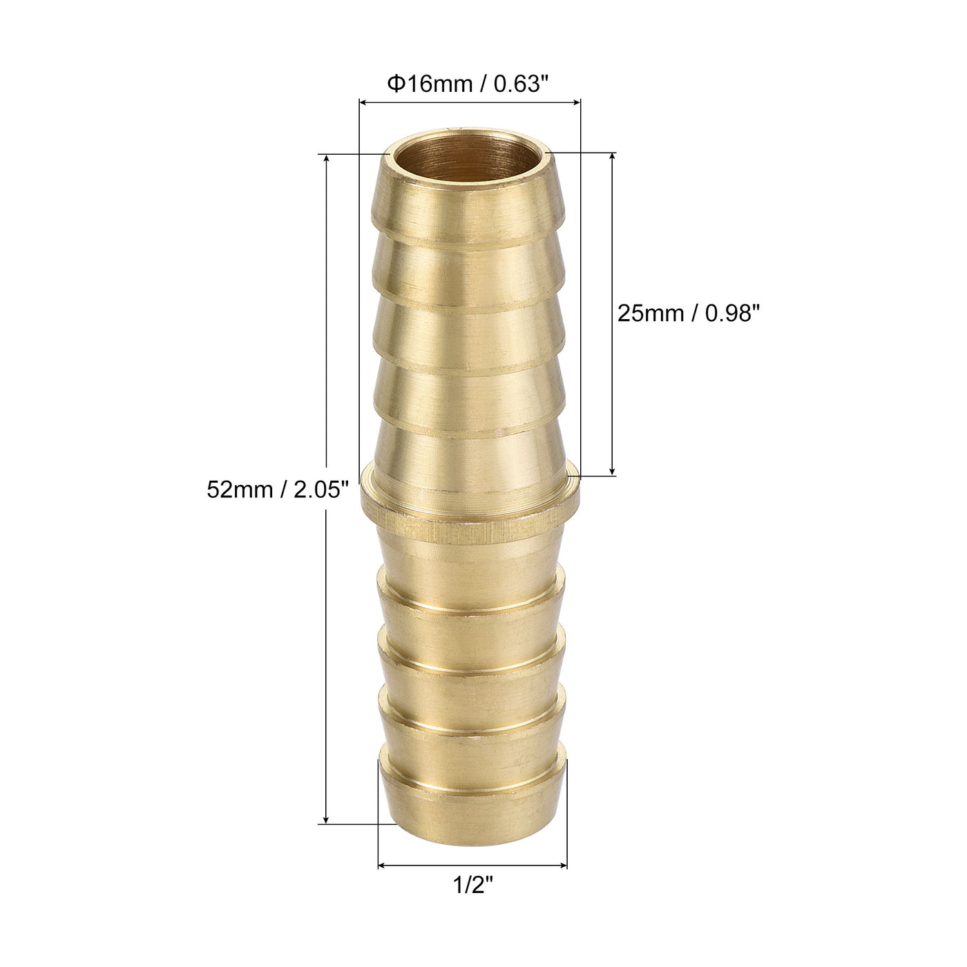 uxcell Uxcell Hose Barb Fitting, 1/2x1/2inch Brass Hollow Straight Quick Connector for Water Fuel Air Oil Gas, Pack of 2