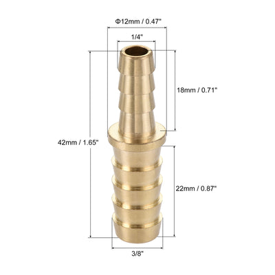 Harfington Uxcell Hose Barb Fitting, 3/8x1/4inch Brass Hollow Straight Quick Connector for Water Fuel Air Oil Gas