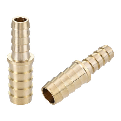 Harfington Uxcell Hose Barb Fitting, 1/2x3/8inch Brass Hollow Straight Quick Connector for Water Fuel Air Oil Gas, Pack of 2