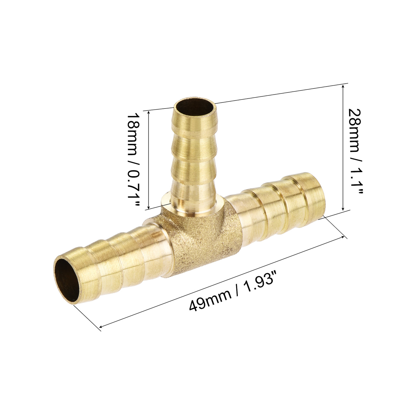 uxcell Uxcell Reducing Barb Hose Fitting Tee T Shape Pipe Connector Brass 2Pcs