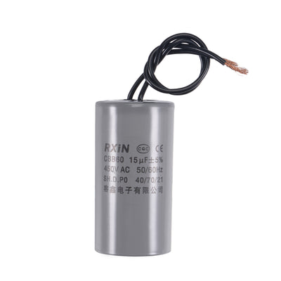 Harfington Uxcell CBB60 Run Capacitor 15uF 450V AC 2 Wires 50/60Hz Cylinder 74x38mm for Air Compressor Water Pump Motor