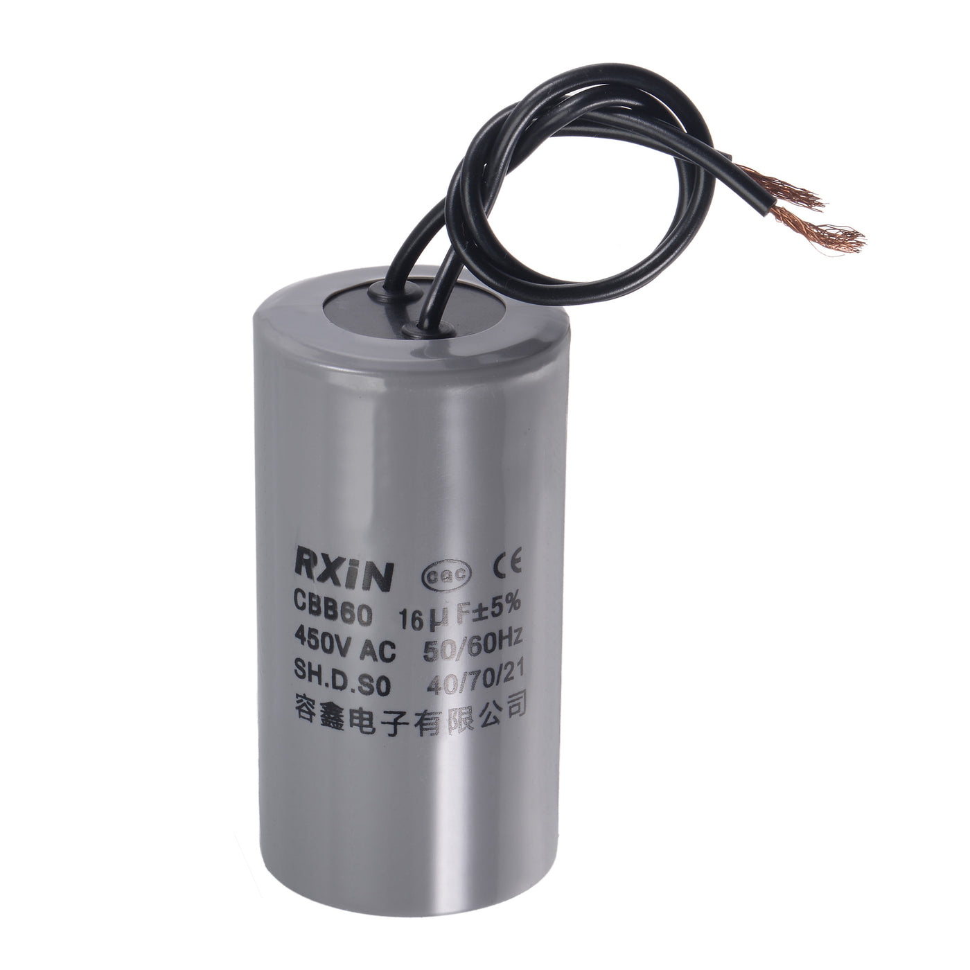 uxcell Uxcell CBB60 Run Capacitor 16uF 450V AC 2 Wires 50/60Hz Cylinder 74x38mm for Air Compressor Water Pump Motor
