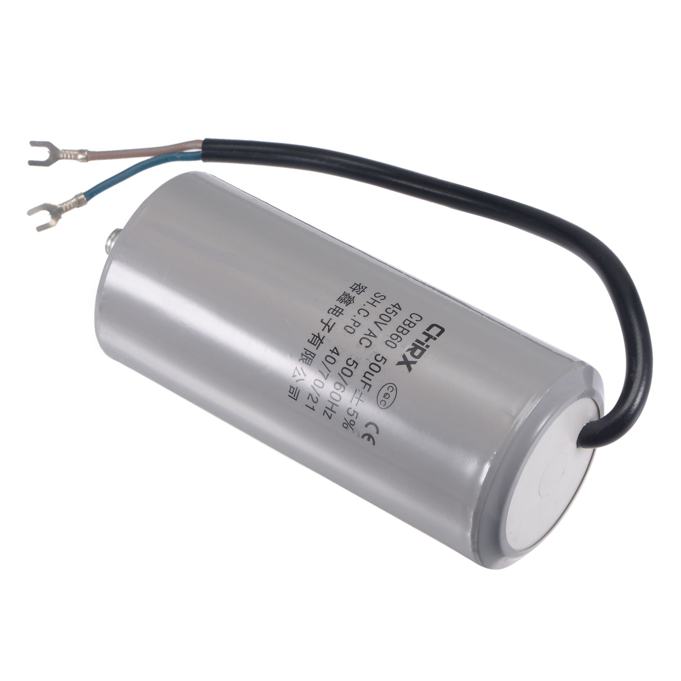 uxcell Uxcell CBB60 Run Capacitor 50uF 450V AC 2 Wires 50/60Hz Cylinder 111x50mm with Terminal, M8 Fixing Stud for Air Compressor Water Pump Motor