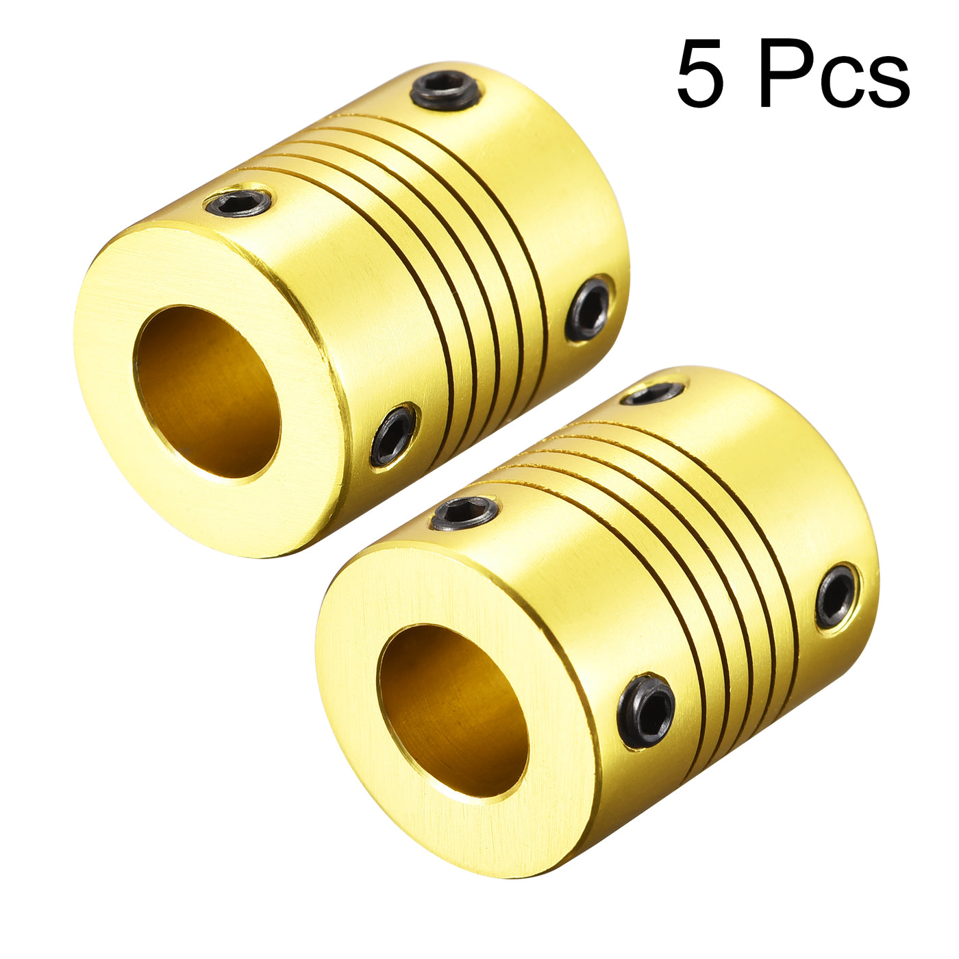 uxcell Uxcell 5 Pcs 10mm to 10mm Aluminum Alloy Shaft Coupling Flexible L25xD20 Golden Tone