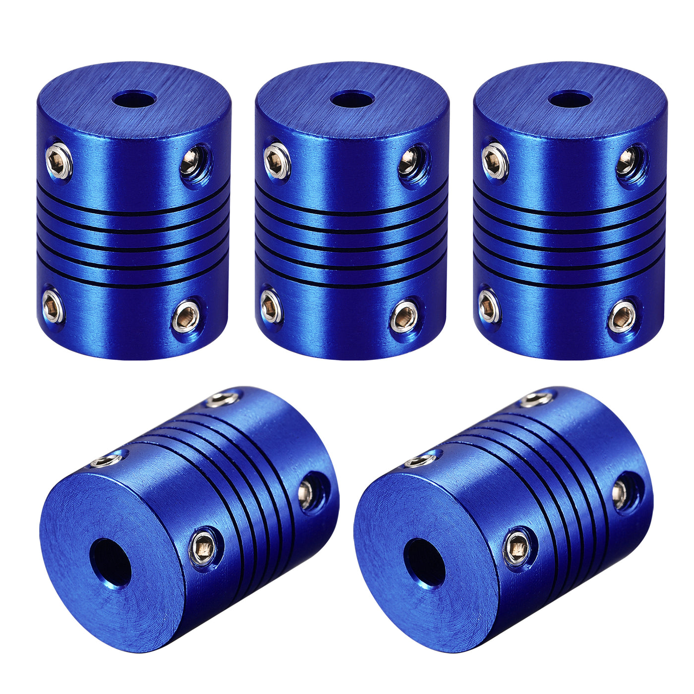 uxcell Uxcell 5 Pcs 5mm to 4mm Aluminum Alloy Shaft Coupling Flexible Coupler L25xD20 Blue