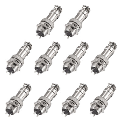 Harfington Uxcell Aviation Connector 12mm 2 Terminals 5A 300V GX12 Waterproof Male Female Panel Metal Wire Connector Fittings 10 pairs
