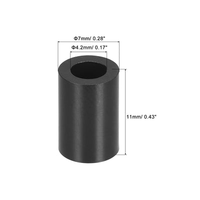 Harfington Uxcell ABS Round Spacer Washer ID 4.2mm OD 7mm L 25mm for M4 Screws, Black, 200Pcs