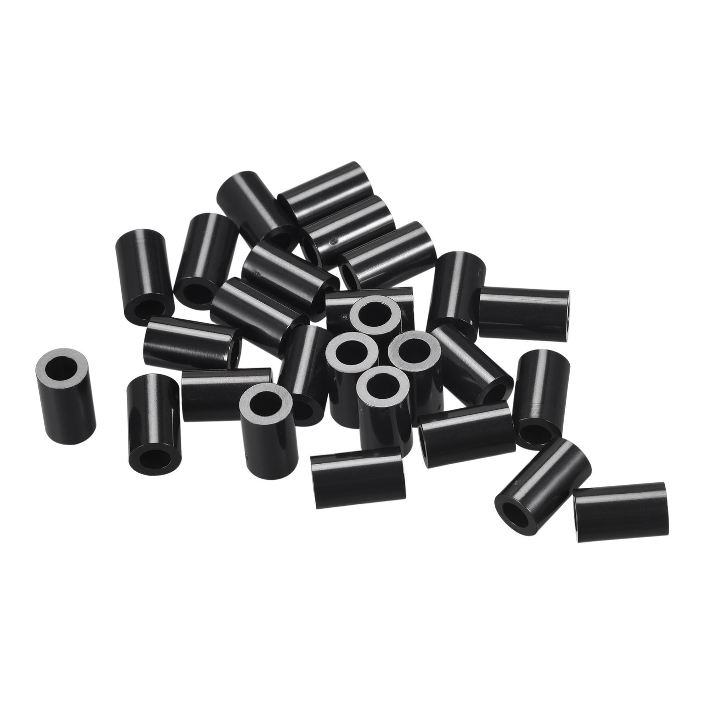 Uxcell Uxcell ABS Round Spacer Washer ID 4.2mm OD 7mm L 25mm for M4 Screws, Black, 200Pcs