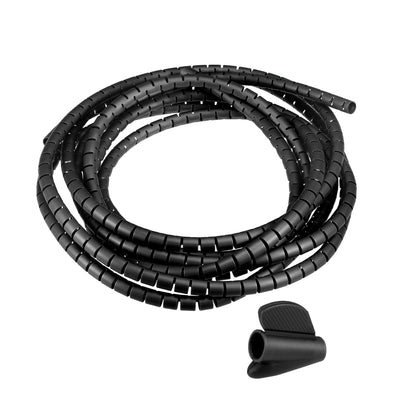 Harfington Uxcell 9mm Split Cable Wire Wrap for Cord Management Black 2 Meters with Zipper 2 pcs