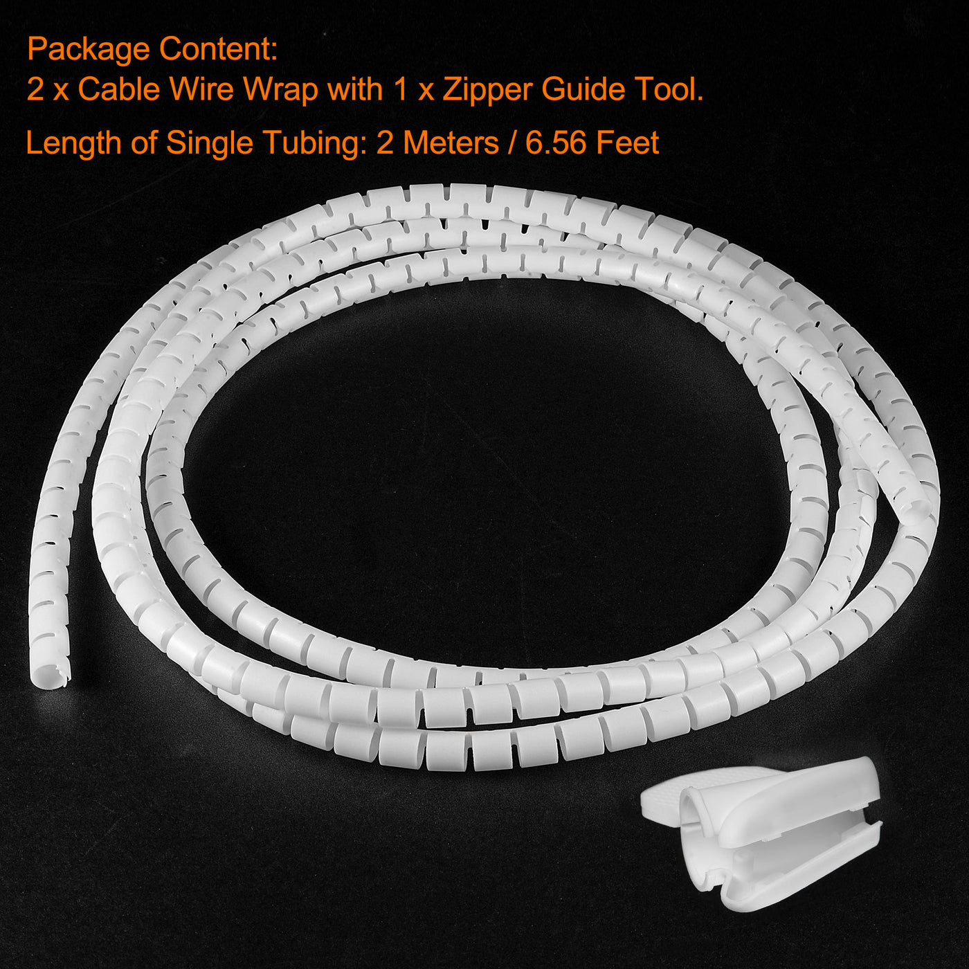 uxcell Uxcell 9mm Split Cable Wire Wrap for Cord Management White 2 Meters with Zipper 2 pcs