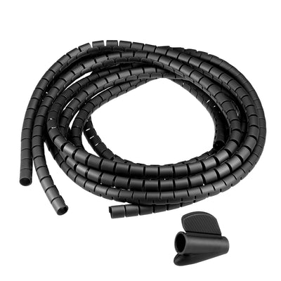 Harfington Uxcell 12mm Split Cable Wire Wrap for Cord Management Black 2 Meters with Zipper 2 pcs