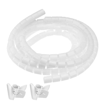 Harfington Uxcell 21mm Split Cable Wire Wrap for Cord Management White 1.5 Meter with Zipper 2 Set