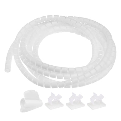 Harfington Uxcell 10mm Cable Wire Wrap for Cord Management White 3 Meter with Zipper Clips