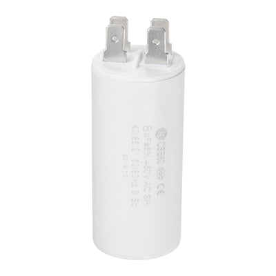 Harfington Uxcell CBB60 Run Capacitor 8uF 450V AC Double Insert 50/60Hz Cylinder 69x32mm White for Air Compressor Water Pump Motor