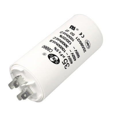 Harfington Uxcell CBB60 Run Capacitor 35uF 450V AC Double Insert 50/60Hz Cylinder 92x44mm White for Air Compressor Water Pump Motor