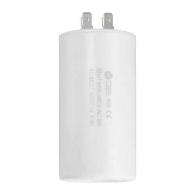 Harfington Uxcell CBB60 Run Capacitor 50uF 450V AC Double Insert 50/60Hz Cylinder 94x49mm White for Air Compressor Water Pump Motor