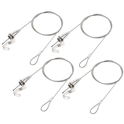 Harfington Uxcell Picture Hanging Wire Kit, 4pcs 1M Adjustable Rail Hanging System for Home Picture Art Gallery Picture Display Kit, Load 66 lbs
