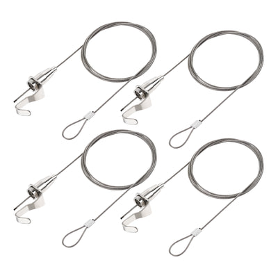 Harfington Uxcell Picture Hanging Wire Kit, 4pcs 1.5M Adjustable Rail Hanging System for Home Picture Art Gallery Picture Display Kit, Load 66 lbs