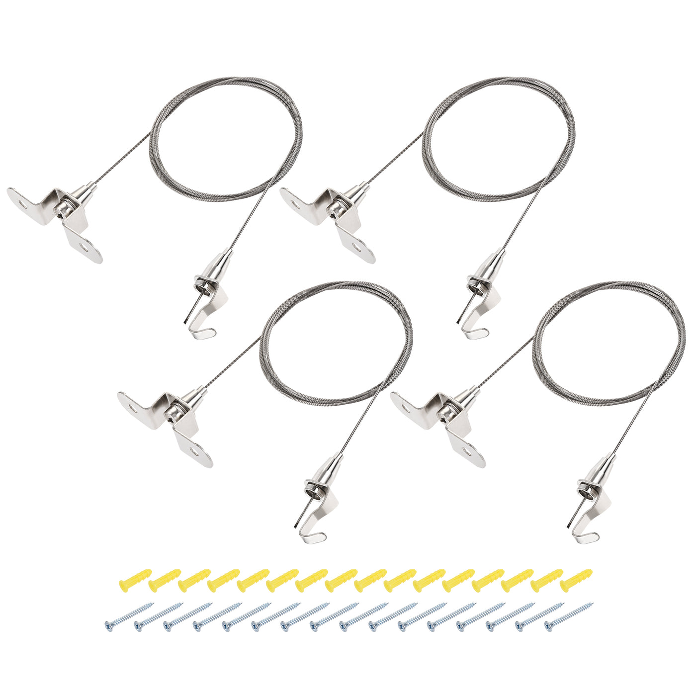 uxcell Uxcell Picture Hanging Wire Kit, 4Set 2M Adjustable Sling Hanging System for Home Picture Art Gallery Picture Display Kit, Load 66 Lbs, with Screws