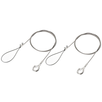 Harfington Uxcell Picture Hanging Wire Kit, 2Set 1M Adjustable Hanger Wire Hook for Home Art Gallery Picture Kit, Load 66 lbs, with Vertical Fixing Screws