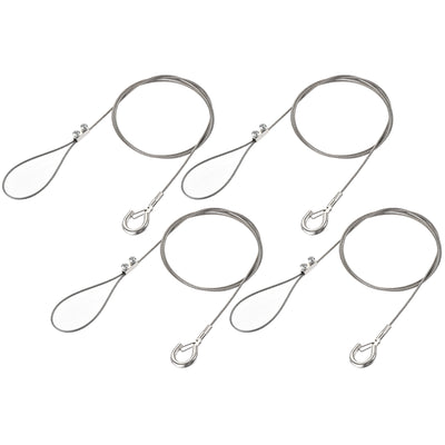 Harfington Uxcell Picture Hanging Wire Kit, 4Set 1M Adjustable Hanger Wire Hook for Home Art Gallery Picture Kit, Load 66 lbs, with Vertical Fixing Screws