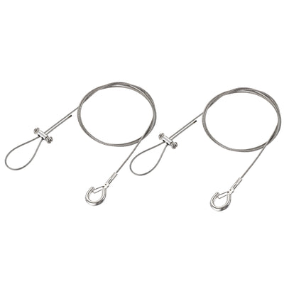 Harfington Uxcell Picture Hanging Wire Kit, 2Set 1M Adjustable Hanger Wire Hook for Home Art Gallery Picture Kit, Load 66 lbs, with Horizontal Fixing Screws