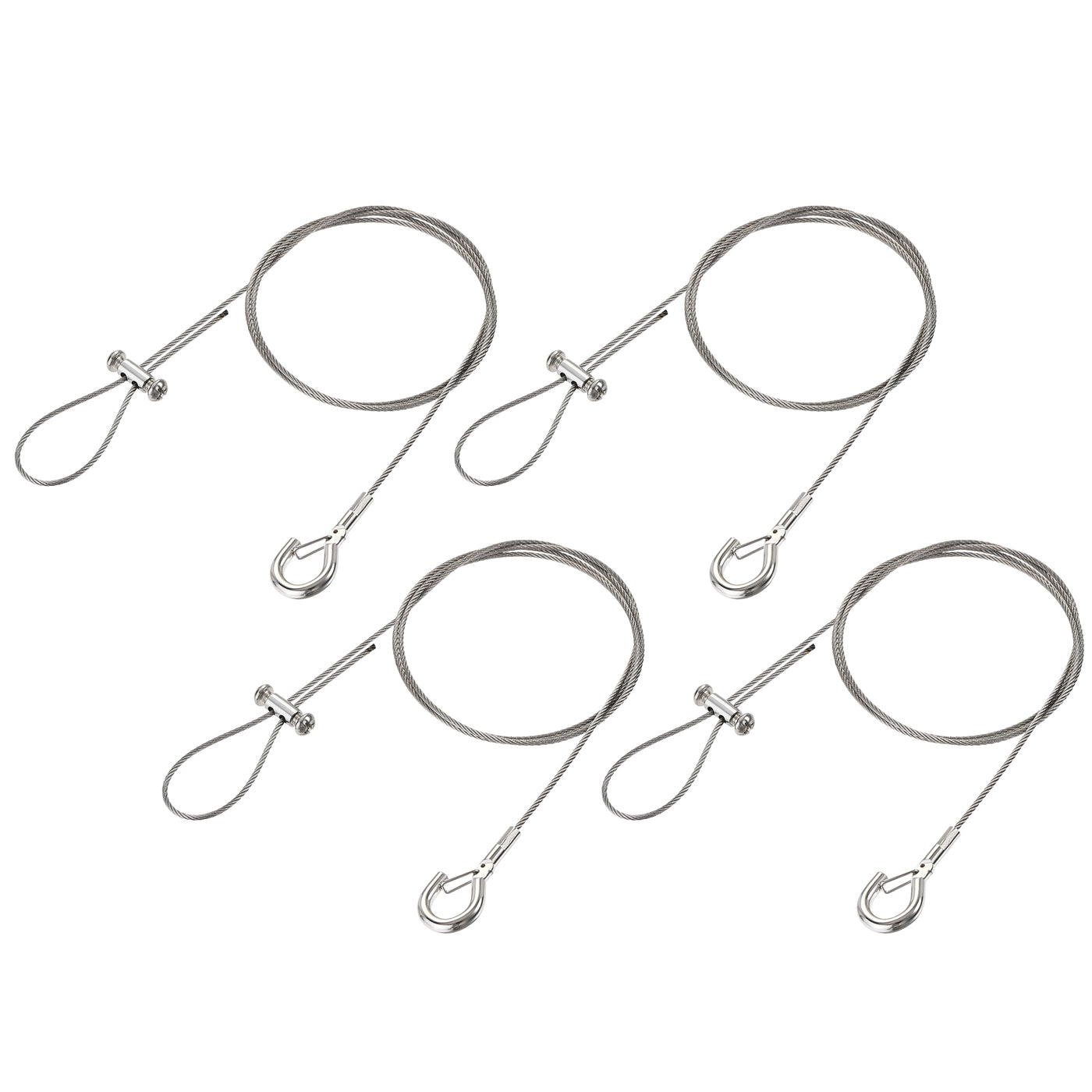 uxcell Uxcell Picture Hanging Wire Kit, 4Set 1M Adjustable Hanger Wire Hook for Home Art Gallery Picture Kit, Load 66 lbs, with Horizontal Fixing Screws