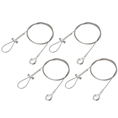 Harfington Uxcell Picture Hanging Wire Kit, 4Set 1M Adjustable Hanger Wire Hook for Home Art Gallery Picture Kit, Load 66 lbs, with Horizontal Fixing Screws