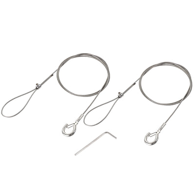 Harfington Uxcell Picture Hanging Wire Kit, 2Set 1M Adjustable Hanger Wire Hook for Home Art Gallery Picture Kit, Load 66 lbs, with Fixing Screws and Wrench