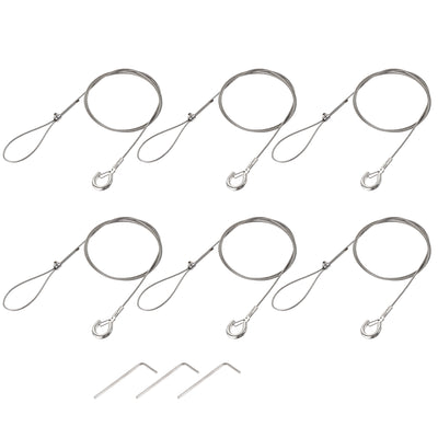 Harfington Uxcell Picture Hanging Wire Kit, 6Set 1M Adjustable Hanger Wire Hook for Home Art Gallery Picture Kit, Load 66 lbs, with Fixing Screws and Wrench