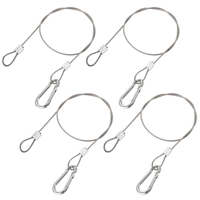 Harfington Uxcell Picture Hanging Wire Kit, 4Set 0.5M Loop and Hook Hanging Wire for Home Picture Art Gallery Picture Display Kit, Load 66 lbs