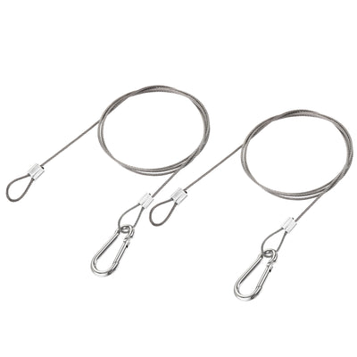 Harfington Uxcell Picture Hanging Wire Kit, 2Set 1M Loop and Hook Hanging Wire for Home Picture Art Gallery Picture Display Kit, Load 66 lbs