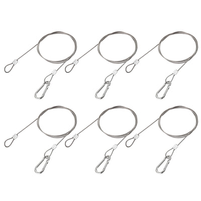 Harfington Uxcell Picture Hanging Wire Kit, 6Set 1M Loop and Hook Hanging Wire for Home Picture Art Gallery Picture Display Kit, Load 66 lbs