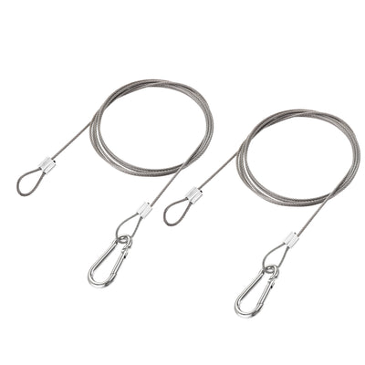 Harfington Uxcell Picture Hanging Wire Kit, 2Set 1.5M Loop and Hook Hanging Wire for Home Picture Art Gallery Picture Display Kit, Load 66 lbs