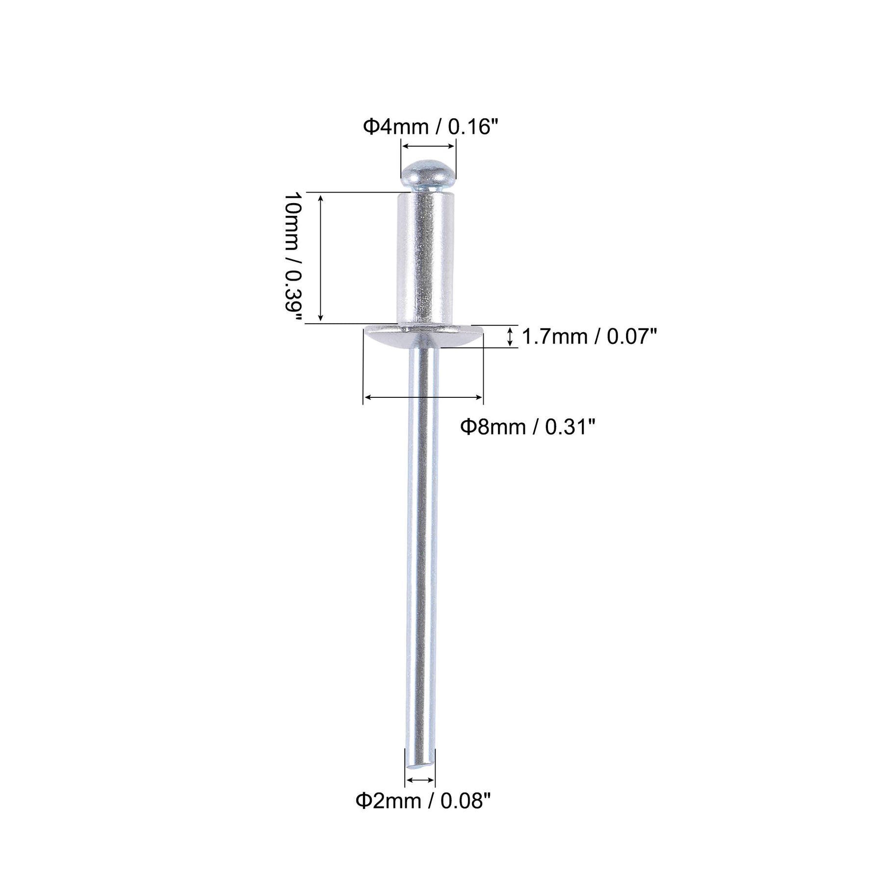 Uxcell Blind Rivets , Aluminum Pull Rivets Core Decoration Rivets 4mm ...