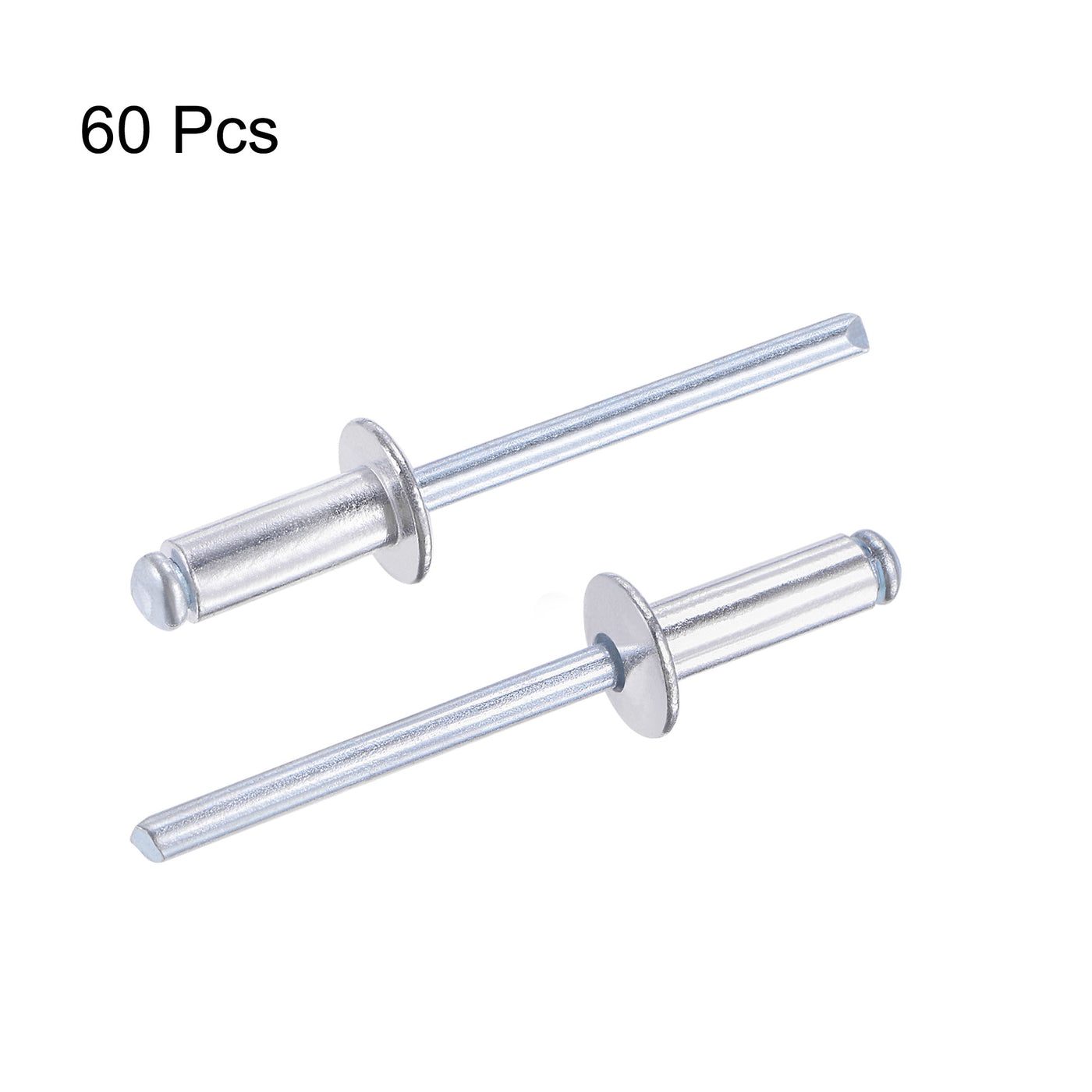 uxcell Uxcell Blind Rivets , Aluminum Pull Rivets Core Decoration Rivets 5mm Diameter 13mm Grip Length Silver Tone , 60pcs