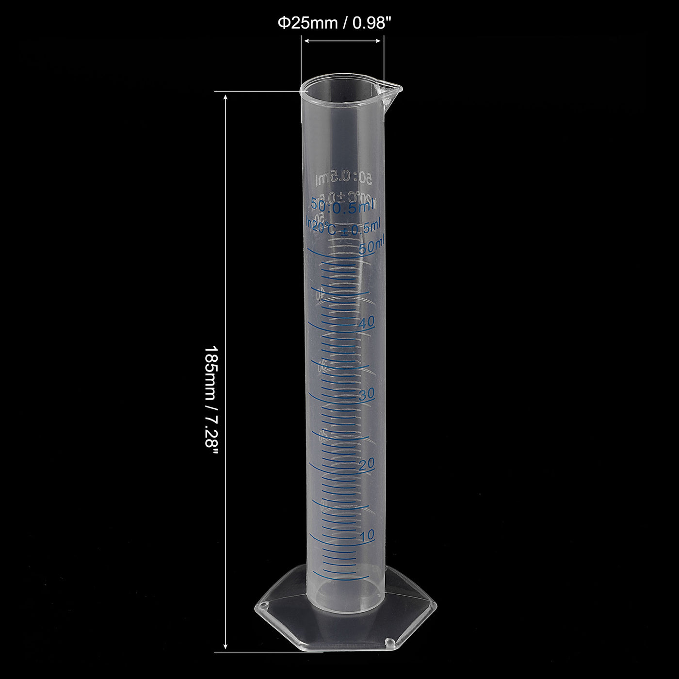 uxcell Uxcell Plastic Graduated Cylinder, 50ml Measuring Cylinder with 1 Brush, 2in1 Set for Science Lab