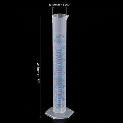 Harfington Uxcell Plastic Graduated Cylinder, 100ml Measuring Cylinder with 1 Brush, 3in1 Set for Science Lab