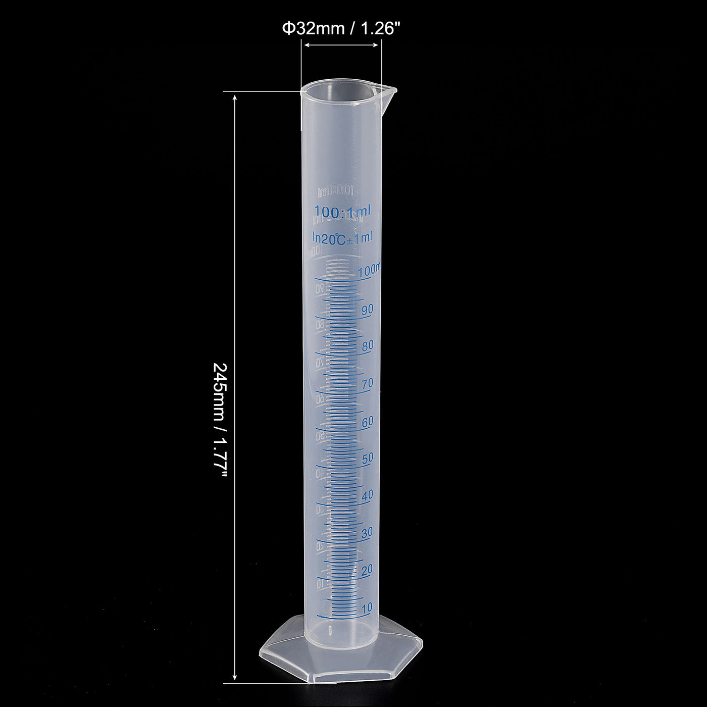 uxcell Uxcell Plastic Graduated Cylinder, 100ml Measuring Cylinder with 1 Brush, 4in1 Set for Science Lab