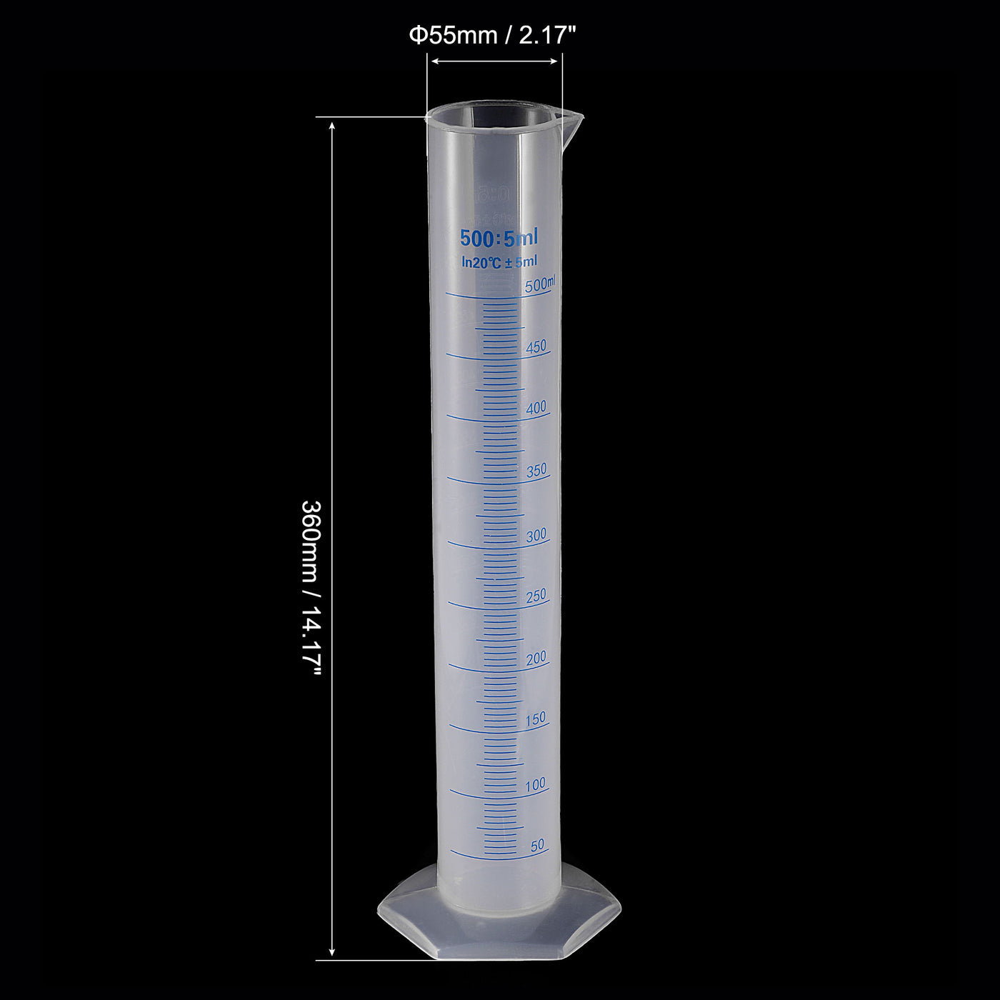 uxcell Uxcell Plastic Graduated Cylinder, 500ml Measuring Cylinder with 1 Brush, 2in1 Set for Science Lab