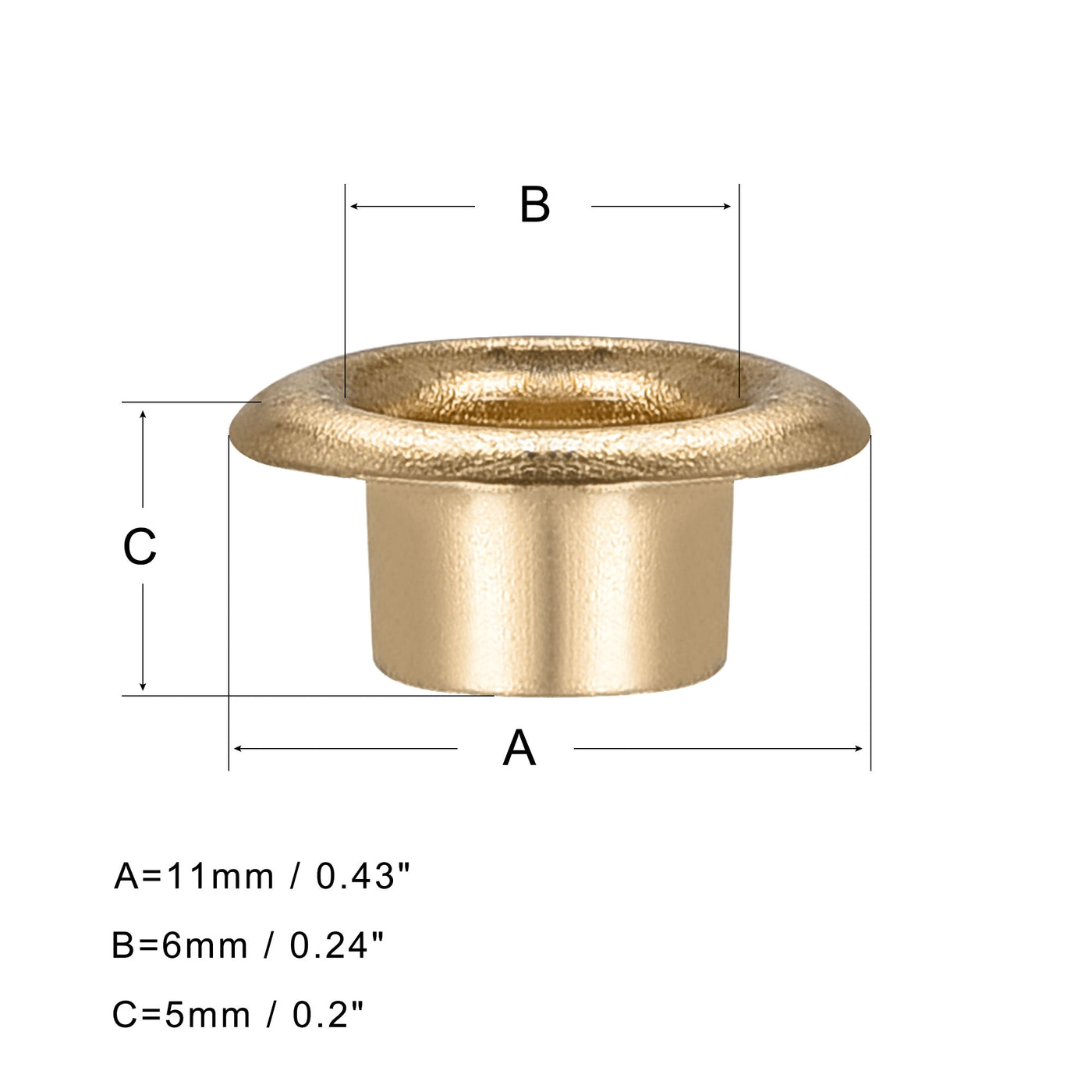 uxcell Uxcell Eyelets with Washers, 11 x 6 x 5mm Iron Through Hole Hollow Rivets Grommets Light Gold 200 Set