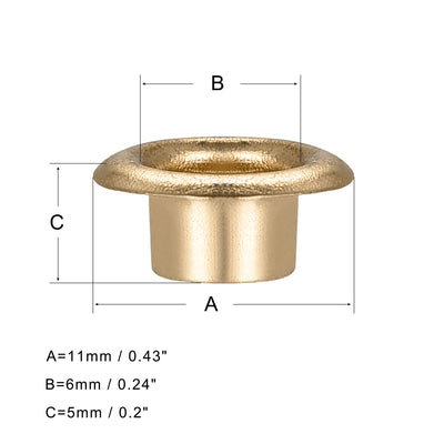 Harfington Uxcell Eyelets with Washers, 11 x 6 x 5mm Iron Through Hole Hollow Rivets Grommets Light Gold 300 Set