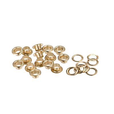 Harfington Uxcell Eyelets with Washers, 11 x 6 x 5mm Iron Through Hole Hollow Rivets Grommets Light Gold 300 Set