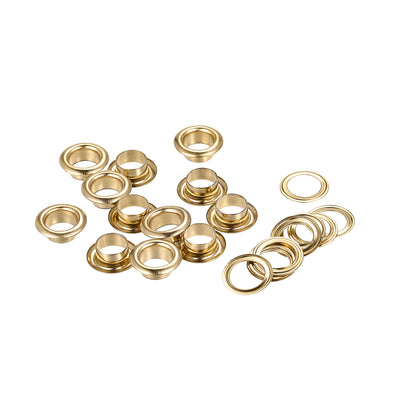 Harfington Uxcell Eyelets with Washers, 13 x 8 x 5mm Iron Through Hole Hollow Rivets Grommets Brass Tone 100 Set