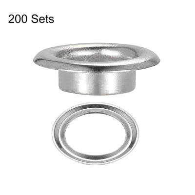 Harfington Uxcell Eyelets with Washers, 20 x 12 x 5.5mm Iron Through Hole Hollow Rivets Grommets Silver Tone 200 Set