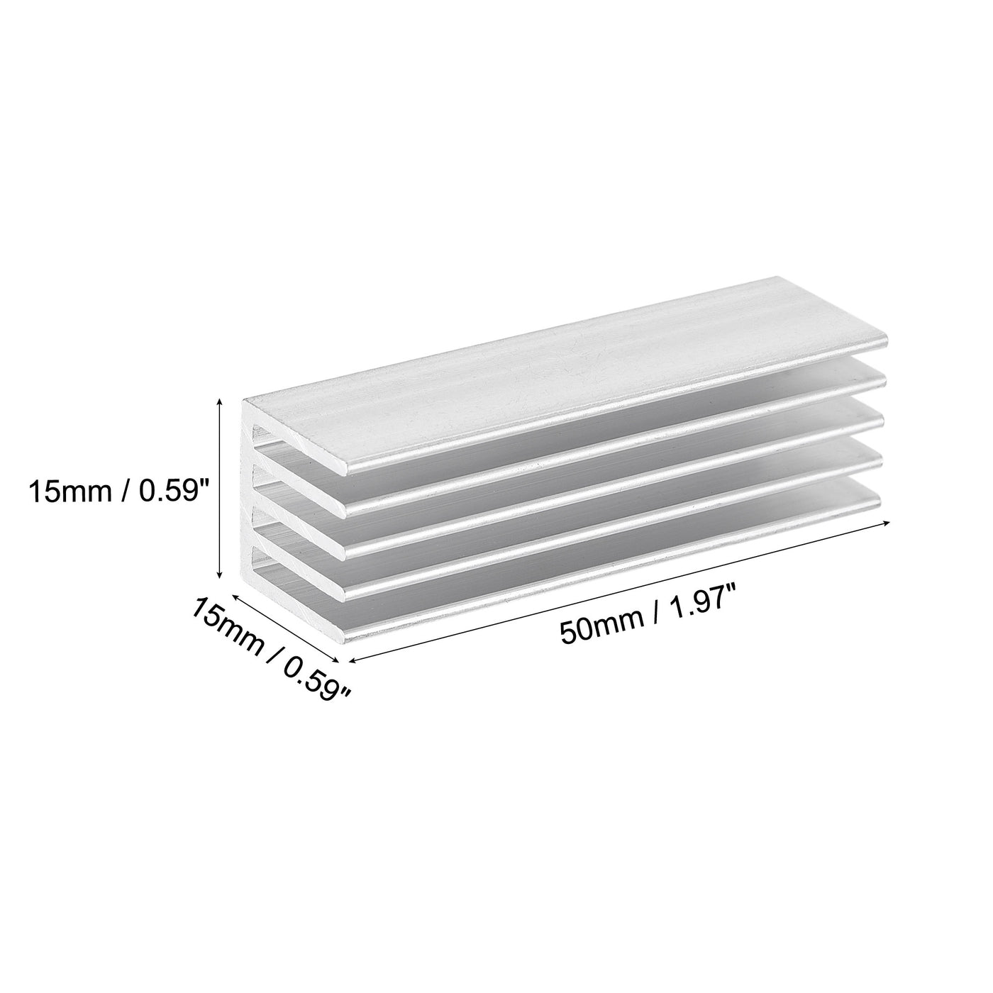 uxcell Uxcell 50x15x15mm Aluminum Heatsink Electronics Cooler for MOS IC Chip Silver 4 Pcs